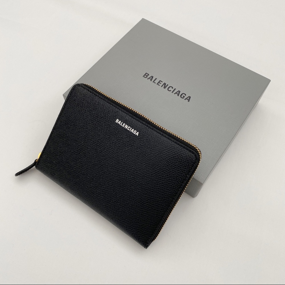 Balenciaga Black Leather Wallet Clutch